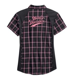 🏍️ LIKE NEW 🏍️ Harley Davidson Pink Label Performance Plaid Shirt